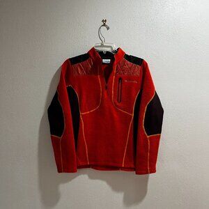 COLUMBIA Women's Orange/Black/Yellow Long-Sleeve Quarter-Zip Top - Size M